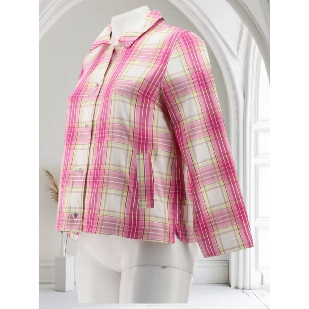 Isaac‎ Mizrahi Live! Pink Plaid Button Down Shirt - Women's Small